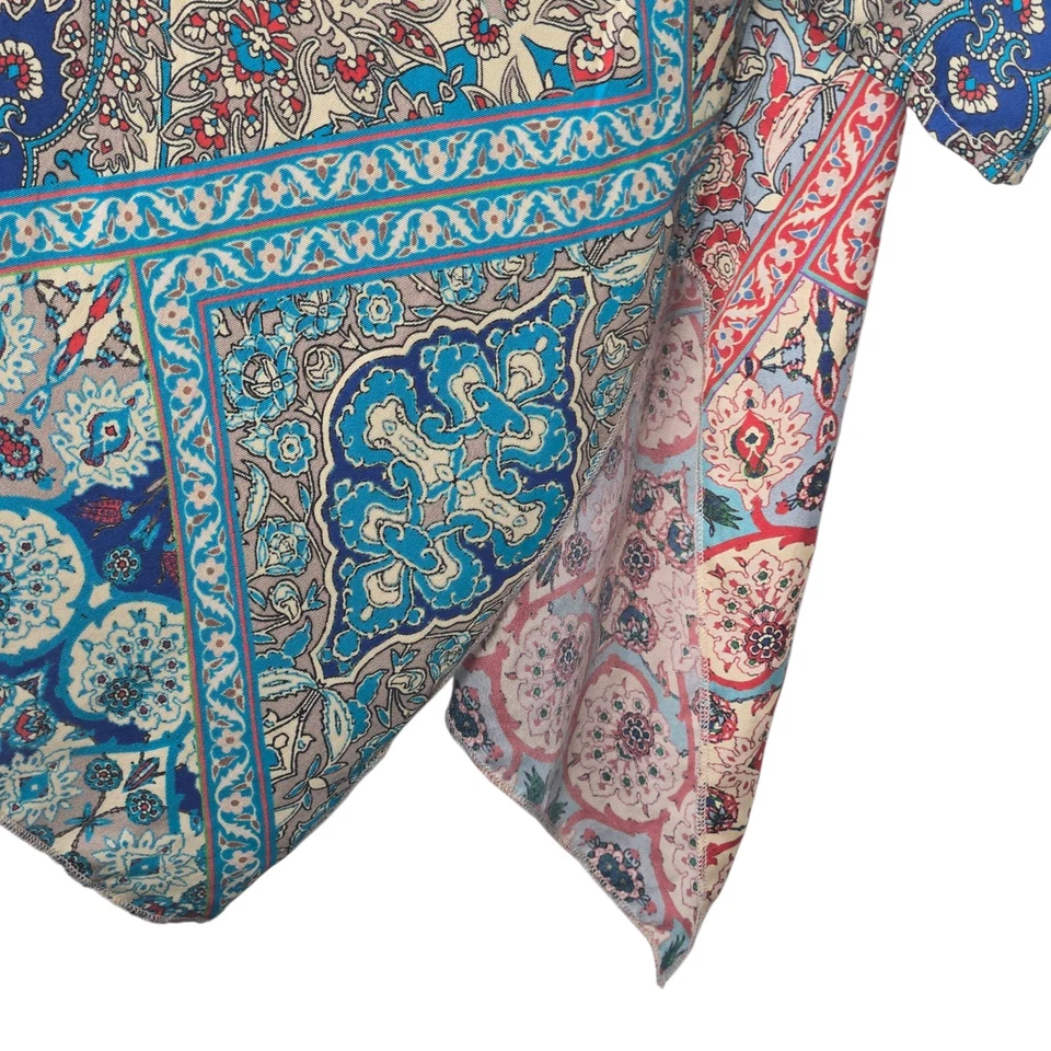 Johnny Was Boho Colorful Paisley Patchwork Silk Tunic Blouse Size XS - Image 3 of 4