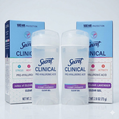 2X Secret Clinical Strength Antiperspirant Deodorant Clear Lavender Scent 2.6 Oz