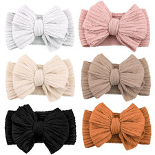 6 Pack Baby Headbands Super Soft Stretchy Nylon Hair Bands Hair Bows Hair Access