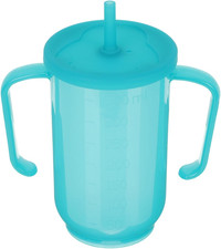 Adult Sippy Cup for Elderly Spill Proof 12 oz Sippy Cup with Straw and 2 Handles
