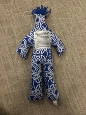 Dammit Doll Blue Geometric Cheveron Pattern 12” Excellent Original