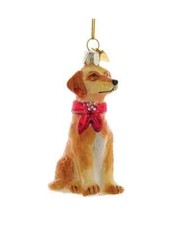 KURT ADLER NOBLE GEMS 3.5" YELLOW LABRADOR RETRIEVER GLASS ORNAMENT NB0900YLB