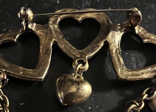 Floating Hearts Pin Broach Gold Tone - Picture 3 of 3