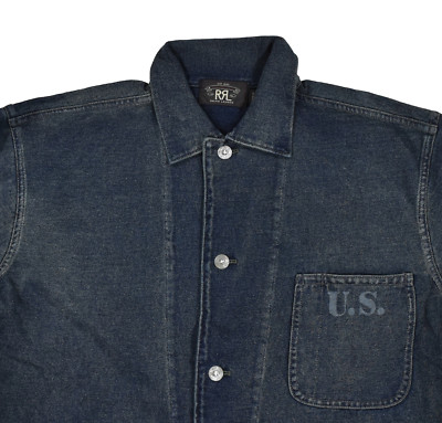 トップス RRL indigo shirt jacket Ralph Lauren RRL Washed Indigo Military Jersey Shirt Jacket