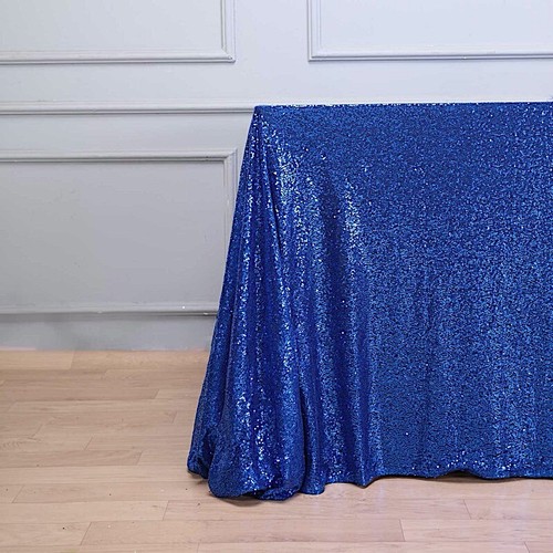 90x156" Royal Blue SEQUIN RECTANGLE TABLECLOTH Wedding Party Catering Linens - Picture 6 of 8