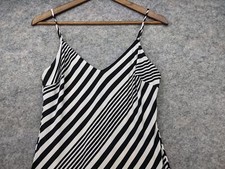 Ralph Lauren Maxi Dress Womens 10 Black White Stiped Sleeveless V Neck