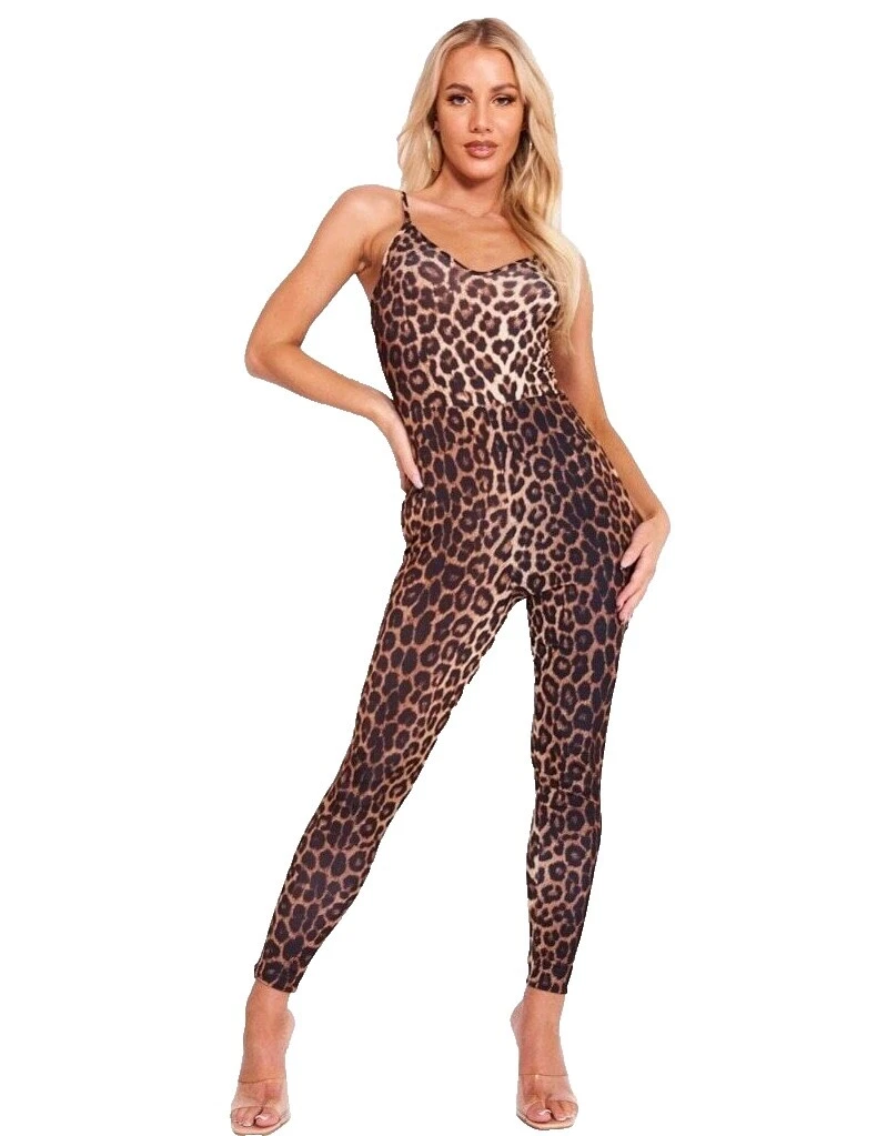 Poliéster Marrón Estampado Animal Enterizos y Rompers for Women