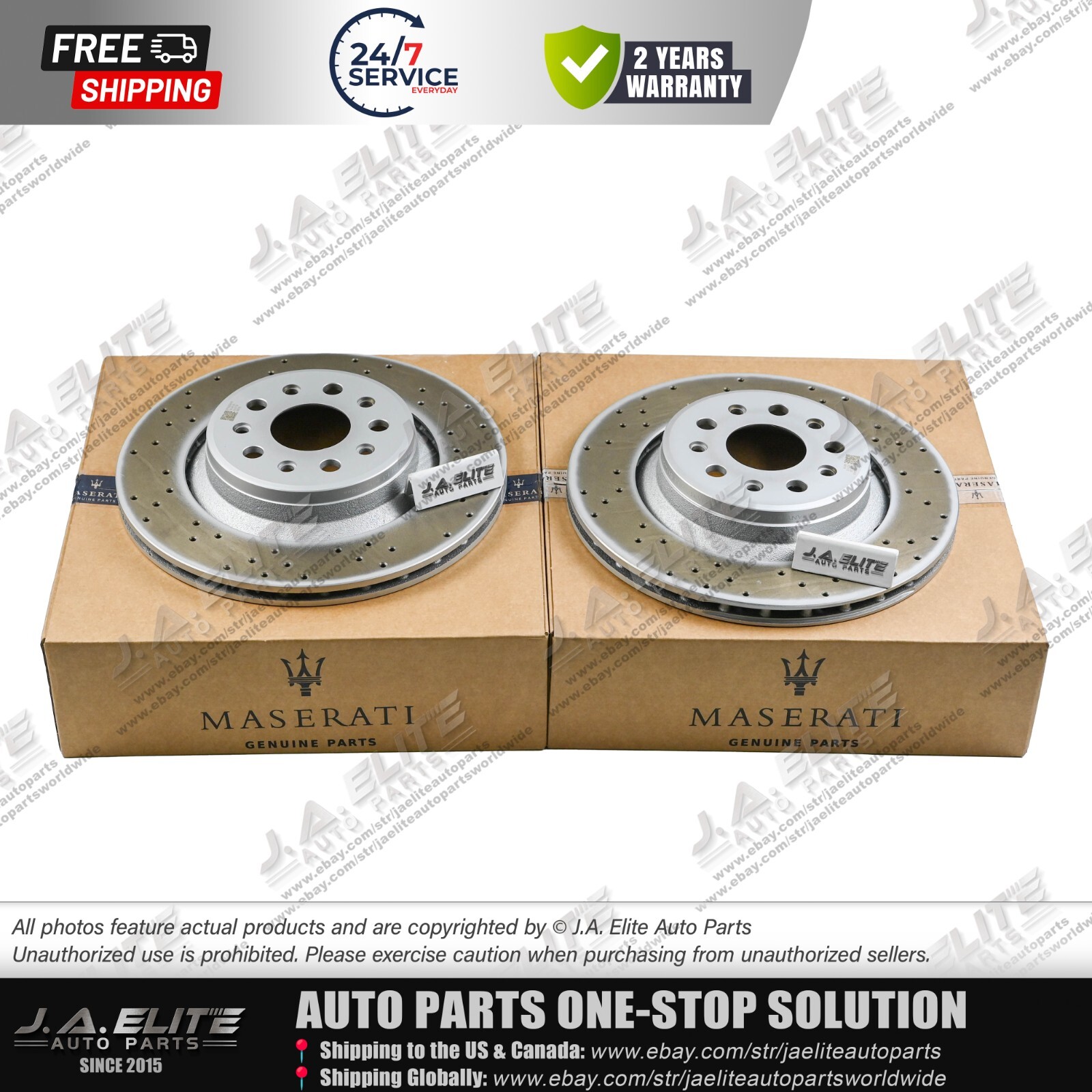 2pcs Rear Brake Rotor With Holes fit Maserati Levante Quattroporte 17+,670032414