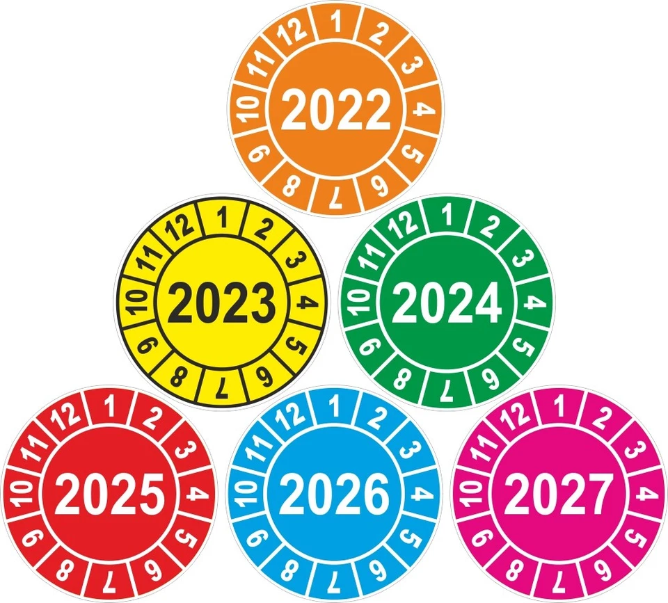 UVV Prüfplaketten Jahresplaketten Wartung BGV D27 2022 2023 2024 2025 2026 2027