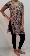 Women Indian Cotton Floral Kurti Ethnic Tunic Tops Short Kurta - 1 Piece