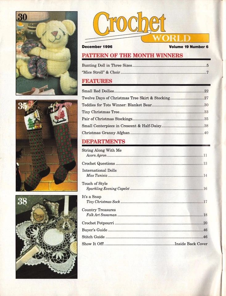 Crochet a Merry Christmas 奶奶阿富汗钩针世界杂志 1996 年 12 月 — 第 2/4 张图片