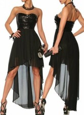 Sexy Miss Ladies Mullet Bandeau Dress Chiffon Sequin Dress M 36 L38 Black