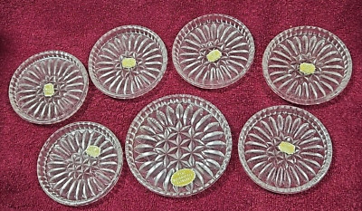 7 Vintage German Lead Crystal Coasters - 6 Standard Size & 1 Larger for Pitcher