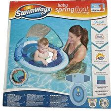 Swimways Baby Spring Float Sun Canopy Collapsible Blue Mesh Pool Water Accessory