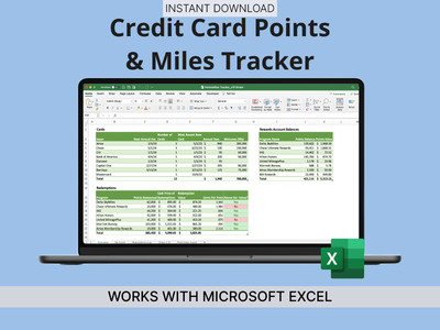Credit Card Points & Miles Tracker - Travel Hacking Spreadsheet - Chase 5/24