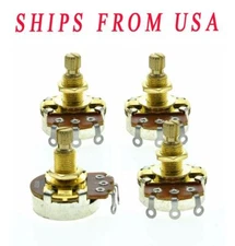 4-Pack Guitar Bass Pots with 18mm Brass Shaft Audio Taper or Linear Taper Pots