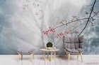 3D Plant Branch Pink Flower Fog Wallpaper Wall Murals Removable Wallpaper 425