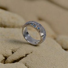 Blue Sapphire Men's Ring, 925 Sterling Silver Jewelry, Men's Wedding Band Ring