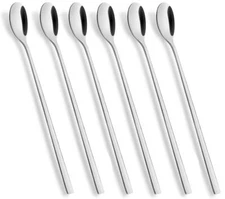 6 Pcs 9" Long Handle Spoon Coffee Stirrers Iced Teaspoon for Cocktail Milkshake