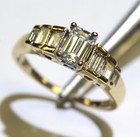 GIA 14k yellow gold 1.07ct emerald 3 stone diamond engagement ring 4g unique 7 — photo 8