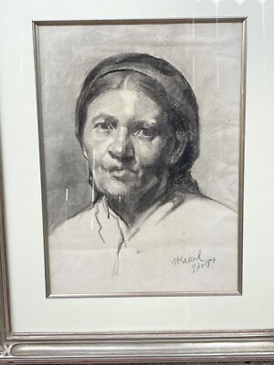 Original Sketch Of Woman By Austrian Artist Hermine Krail (1907); Custom Framed