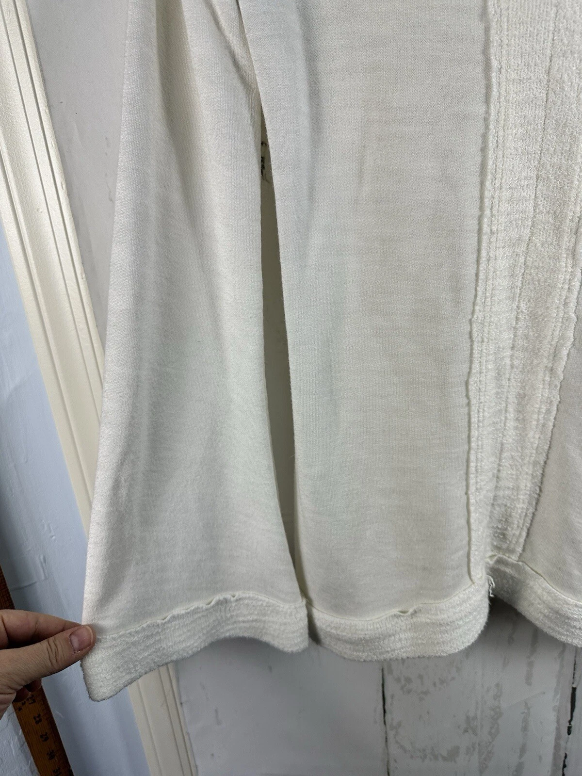 OFF WHITE Felpa con cappuccio Fresh Laundry S avorio pullover elasticizzato Terry svasata manica a campana