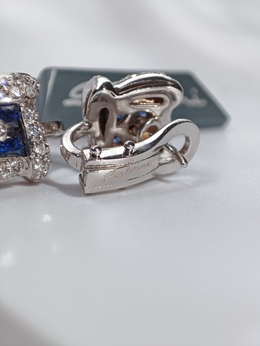 orecchini Salvini oro 18 kt diamanti e zaffiri, a lobo, perno clips, 7,8 grammi - Foto 5 di 10