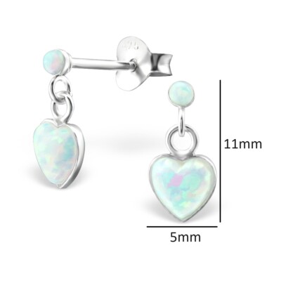Kleine Lab-Opal Liebe Herz Ohrhänger | 925 Sterling Silber | Knorpel