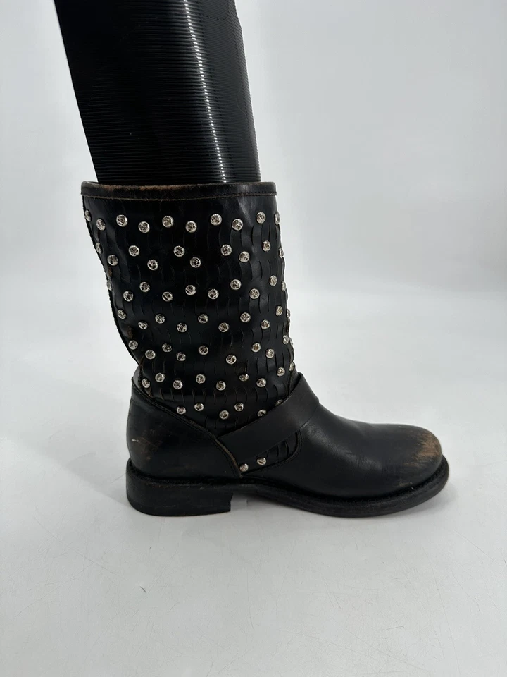 Bota Frye Mujer Vintage 6B Jenna Disco Tachonado Antiguo Cuero Envejecido Combate Foto 2 de 4