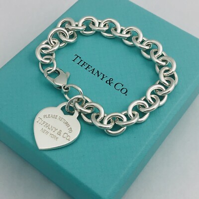 Tiffany & Co Large Return to Tiffany Heart Tag Bracelet 8.5” 925