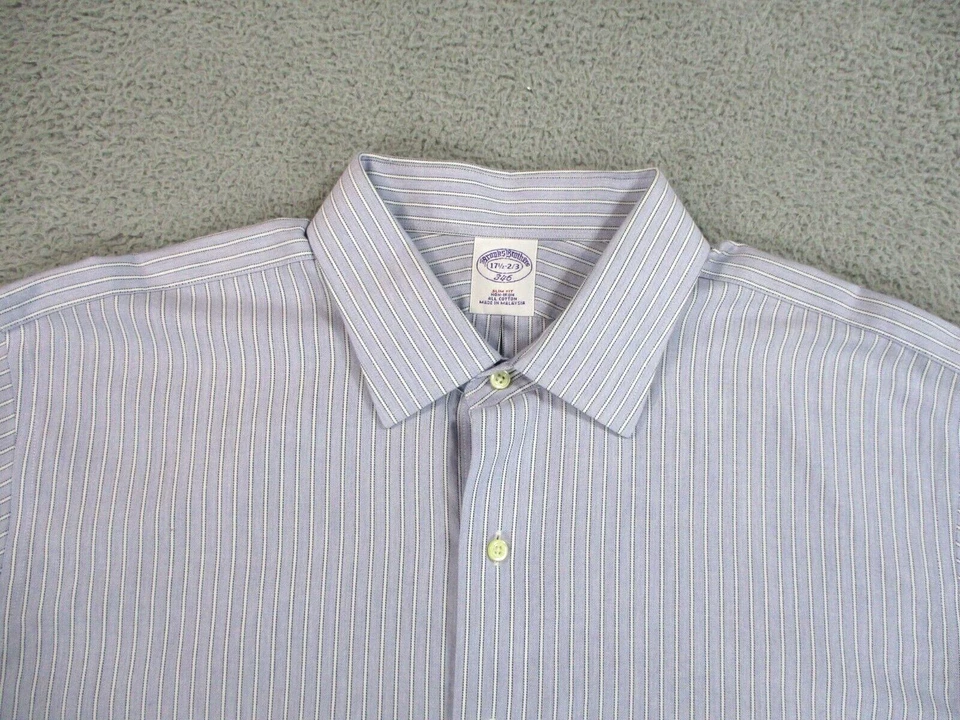 Brooks Brothers Shirt Mens 17 1/2 Slim Blue Cotton Button Down Casual Soft 346 - Image 3 of 4