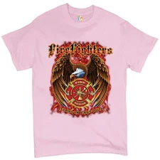 Firefighters First In Last Out T-shirt Fire and Rescue Bald Eagle Men's Tee