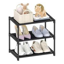 3 Tier Small Shoe Rack Narrow Stackable Kids Toddler Adult Shoe Storage Organize