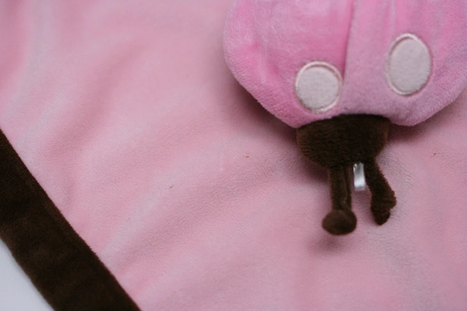TIDDLIWINKS Rosa Marrón LADYBUG Bebé Niña Manta de Seguridad Lovey Usada en Excelente Condición Foto 4 de 4