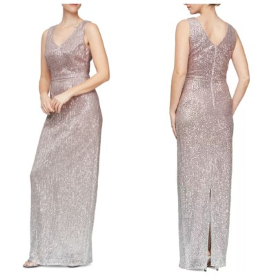 Alex & Eve Womens Sequined Polyester Evening Dress Sz 16 in Blush Silver | eBay Alex & Eve Womens Sequined Polyester Evening Dress Sz 16 in Blush Silver | eBay