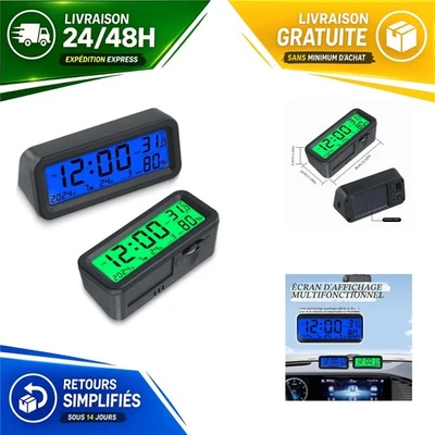 Mini Horloge Numérique Solaire pour Voiture - Affichage LCD - Photo 1/4