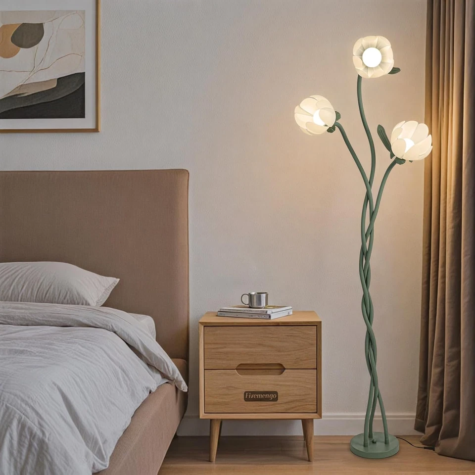 3 головки цветок напольная лампа 67 дюймов Epiphyllum светодиодный зеленый цветок лампа с Fle - Изображение 2 из 4