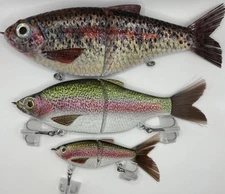 TYG Silencer Glide bait swimbait trout 7, 5.5 and 3 inch 3 Glide bait lot NEW