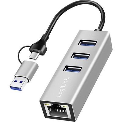 LogiLink UA0440 Netzwerkadapter/Hub 5 GBit/s USB-C  (USB 3.2 Gen 1)