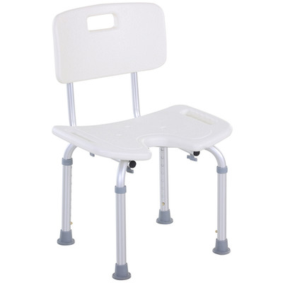 Duschhocker verstellbar 71-83,5cm Aluminiumgestell weiß Kunststoff U-Sitz rutschfest!