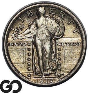 1917 Standing Liberty Quarter Type 2 Choice AU Silver 25C