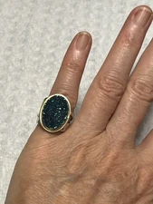 VINTAGE SOUTHWESTERN JAY KING DTR 925 STERLING PURPLE BLUE DRUZY STONE RING 5.5”