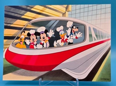 Disney Chef Mickey 5x7 Autograph Card Monorail Mickey Minnie Donald Goofy Pluto