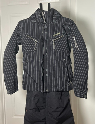 Descente DNA Ski Suit Jacket and Pants Set Women's Size 6 Pinstripe Black