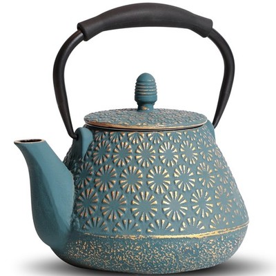 1 PCS Cast Iron Teapot 32oz Kettle Infuser Sakura Blossom 950ml Blue
