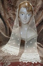Antique 1840's Hand Made Lace Lappet, Victorian