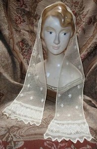 Antique 1840's Hand Made Lace Lappet, Victorian