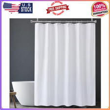 White Long Shower Curtain Liner Washable, 72 x 78 Inches, Fabric Shower Liner...