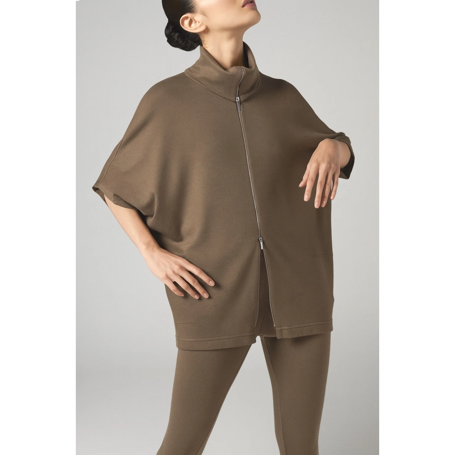 Manrico Cashmere Oversized Zip Up Cardigan Sweater Poncho Top Made in Italy Med.