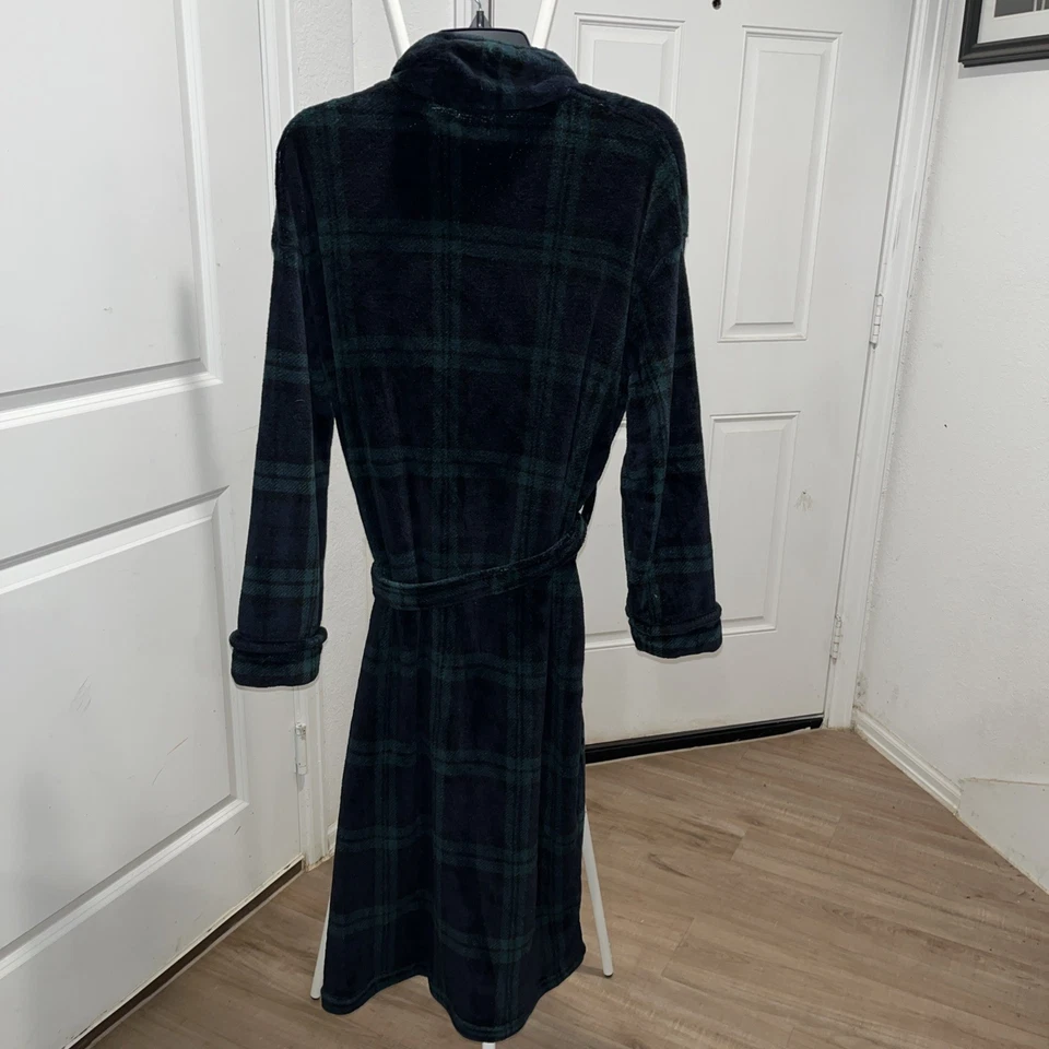 Croft And Barrow Suave Acogedor Vellón Felpa Bata a Cuadros Manga Larga S/M Piel Sintética Foto 4 de 4